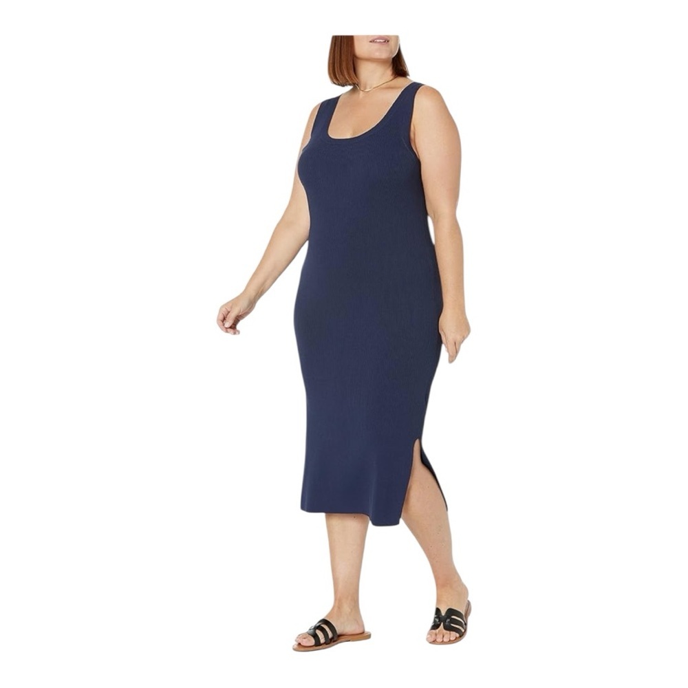 2X The DROP SCOOP NECK Navy Midi Dress